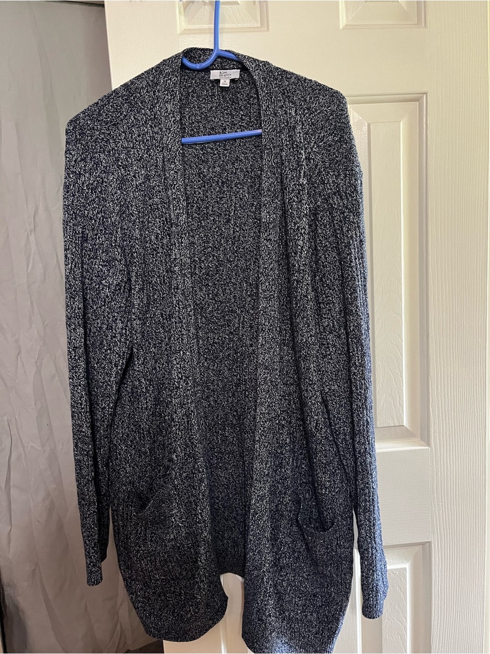 Cozy Open-Front Marled Cardigan in blue